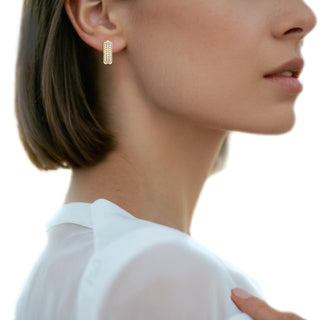 Hoop earrings with moissanites or diamonds in customizable 10k, 14k or 18k gold