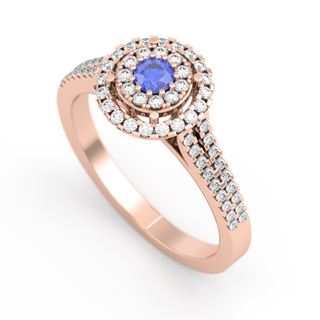 Ring with sapphire and diamonds 0.83 ct