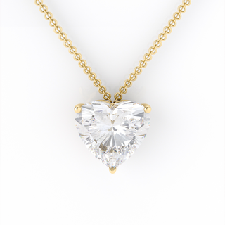 Necklace with 4 ct heart cut moissanite in 10k, 14k or 18k gold, customizable