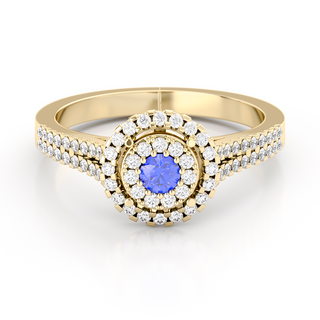 Ring with sapphire and diamonds 0.83 ct