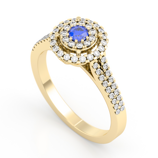 Anillo con zafiro y diamantes 0.83 ct